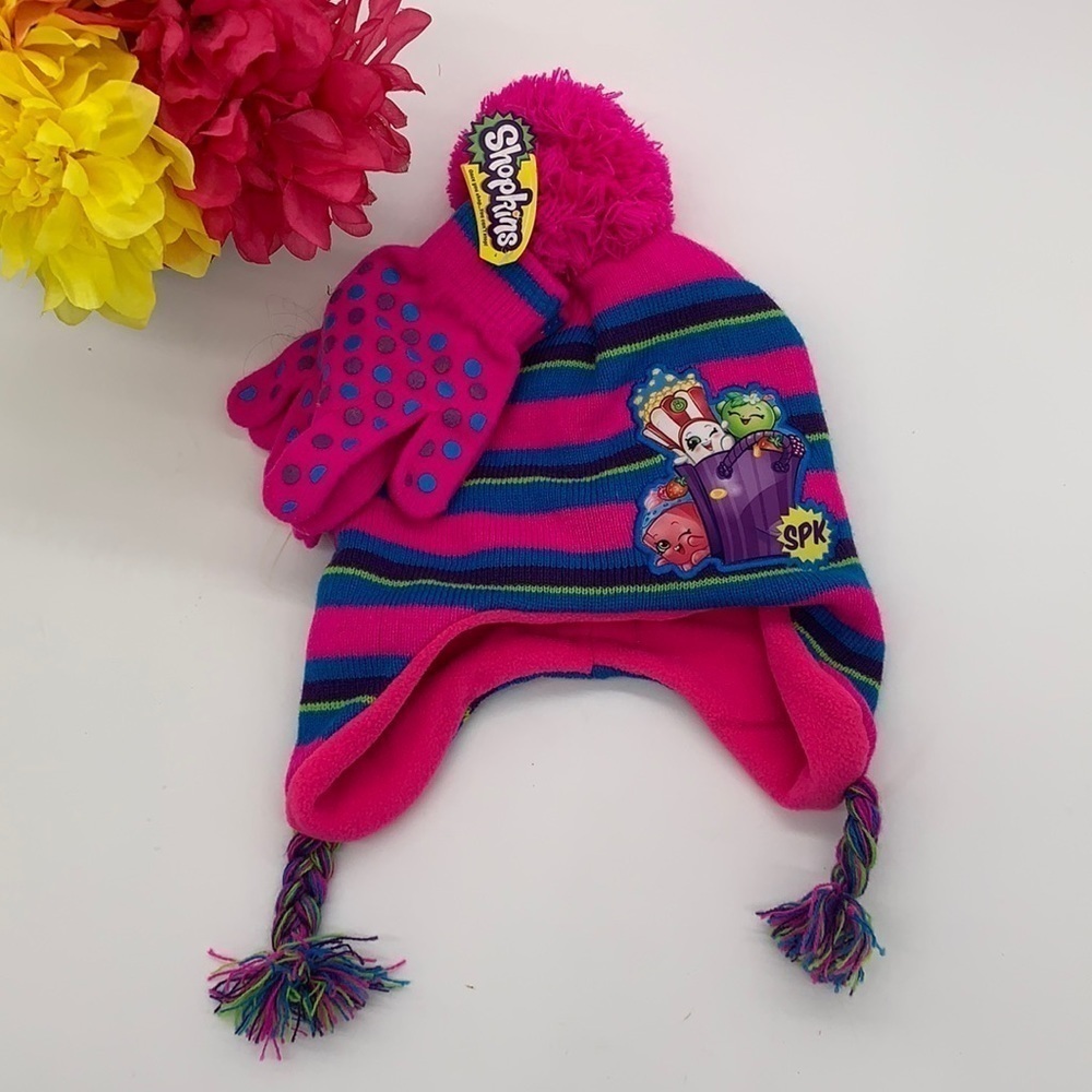 Shopkins Hat Gloves NWT Pink Blue. HT0065A